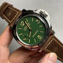 Luminor PAM911 HWF SS Green Dial Brown Leather Strap 6497