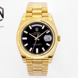 Day-Date 40mm EWF Yellow Gold Black Dial Diamond Markers 2836