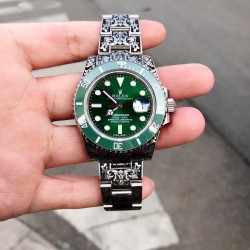 Submariner Date 116610 LV Hand Engraved SF SS 904L Green Dial 3135