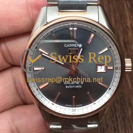 Replica Tag Heuer Carrera Calibre 5 Rose Gold & Stainless Steel Anthracite Dial Swiss Calibre 5