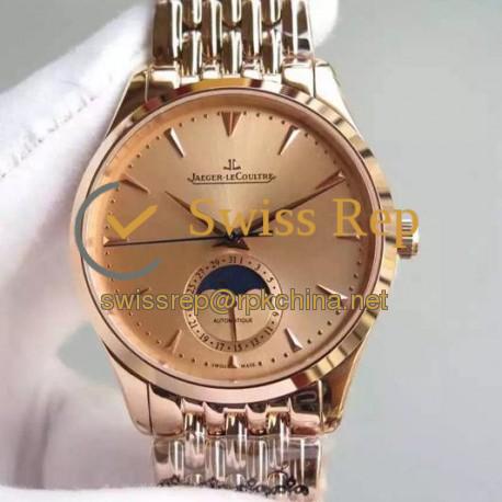 Replica Jaeger-LeCoultre Master Ultra Thin Moon Rose Gold Gold Dial Swiss JLC 925