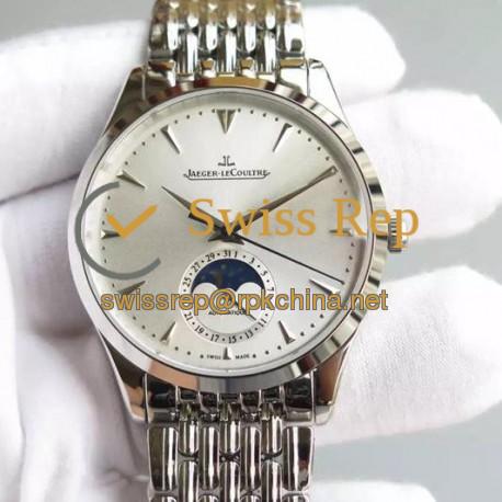 Replica Jaeger-LeCoultre Master Ultra Thin Moon Stainless Steel Silver Dial Swiss JLC 925
