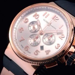 Marine Chrono Rose Gold Arabian Numbers Silver Dial 7750