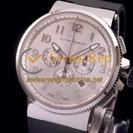 Replica Ulysse Nardin Marine Chronograph Stainless Steel Arabian Numbers White Dial Swiss 7750