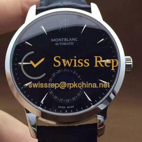 Replica Montblanc Meisterstuck Heritage Moonphase Stainless Steel Black Dial Swiss 2914