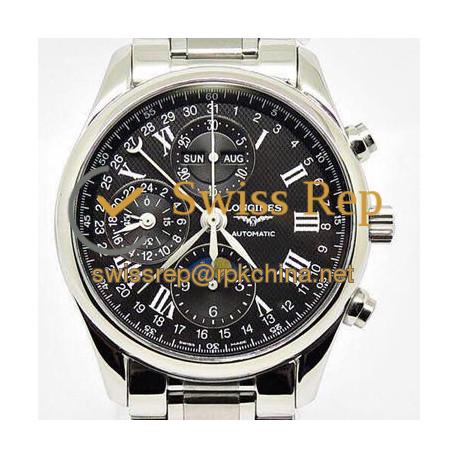 Replica Longines Conquest Classic Chronograph Moonphase Stainless Steel Black Dial Swiss 7751
