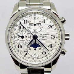 Conquest Classic Chrono Moonphase SS White Dial 7751