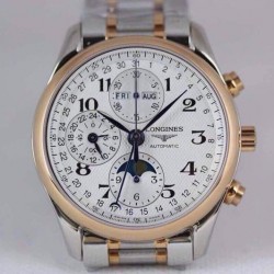 Conquest Classic Chrono Moonphase SS & Rose Gold White Dial 7751