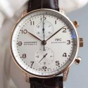 Replica IWC Portuguese Chronograph Rose Gold & Diamonds White Dial Swiss 7750