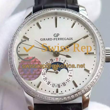 Replica Girard Perregaux 1966 Stainless Steel & Diamonds White Dial Swiss GP 033MO