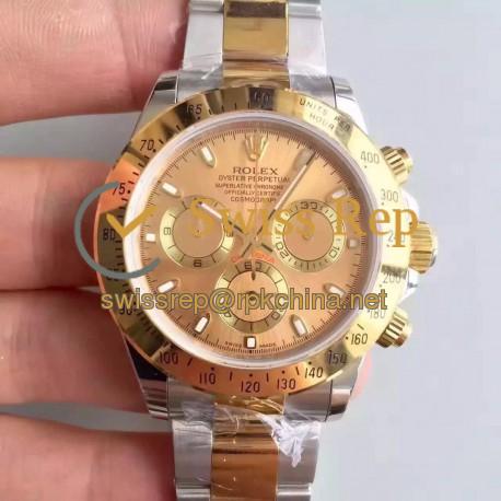 Replica Rolex Daytona Cosmograph 116503 JH Yellow Gold & Stainless Steel Gold Dial Swiss 4130 Run 6@SEC