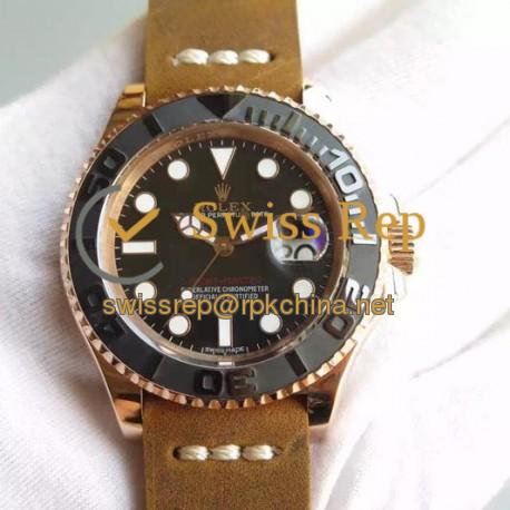 Replica Rolex Yacht-Master 40 116655 BP Rose Gold Black Dial Swiss 2836-2