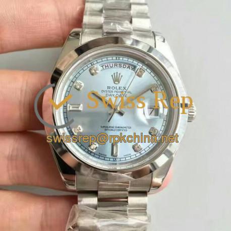 Replica Rolex Day-Date II 218206 41MM V6 Stainless Steel Blue Dial Swiss 2836-2