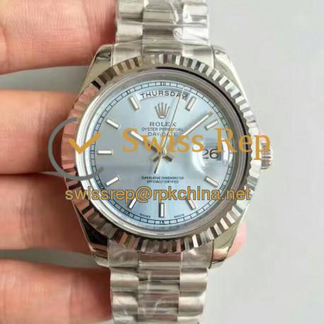Replica Rolex Day-Date II 218239 41MM V6 Stainless Steel Blue Dial Swiss 2836-2