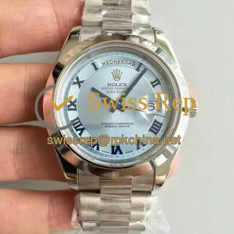Replica Rolex Day-Date II 218206 41MM V6 Stainless Steel Blue Dial Swiss 2836-2