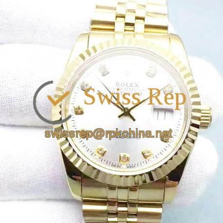 Replica Rolex Datejust 116238-0079 36MM Yellow Gold Rhodium Dial Swiss 2836-2