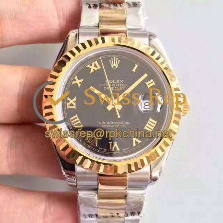 Replica Rolex Datejust 41 126333 41MM NF Stainless Steel & Yellow Gold Black & Roman Dial Swiss 2836-2