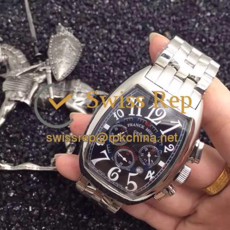 Replica Franck Muller Cintree Curvex Chronograph FM 8880 CC AT Stainless Steel Black Dial Swiss 7753