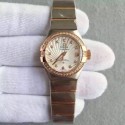 Replica Omega Constellation Ladies 123.25.27.20.58.001 27MM EF Stainless Steel & Rose Gold White & Diamonds Dial Swiss 8520