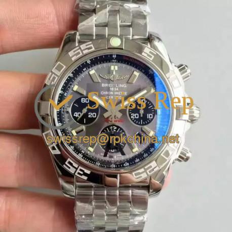 Replica Breitling Chronomat 44 AB011012/F546/375A JF Stainless Steel Grey Dial Swiss 7750