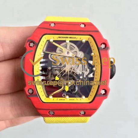 Replica Richard Mille RM27-02 KV Red Forged Carbon Yellow & Skeleton Dial M9015