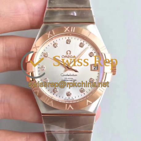 Replica Omega Constellation 123.20.38.21.52.001 38MM SSS Stainless Steel & Rose Gold Rhodium Dial Swiss 8500