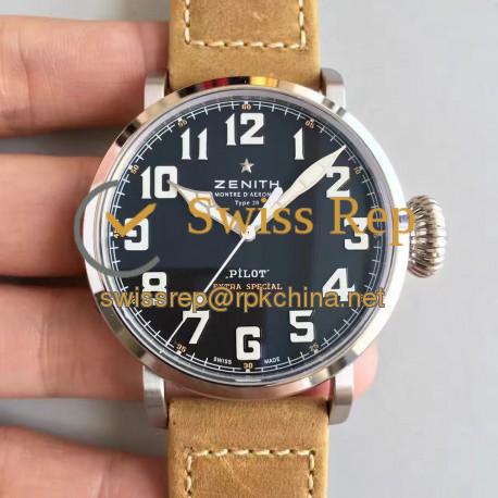 Replica Zenith Pilot Type 20 Extra Special 03.2430.3000.21.C738 XF Stainless Steel Black Dial Swiss 2824-2