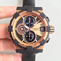 C1 Chrono 0320012 Noob Factory Rose Gold & Black Rubber Rose Gold Dial 7750